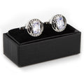 Sterling Silver Openwork Crystal Cufflinks