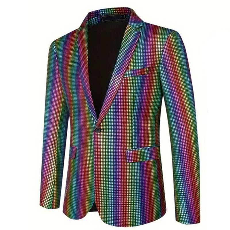 Colorful Sequins Notched Lapel Jacket