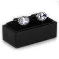 Oval Diamond-encrusted Cufflinks In Sterling Silver