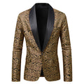Gold Jacquard Shawl Lapel Jacket