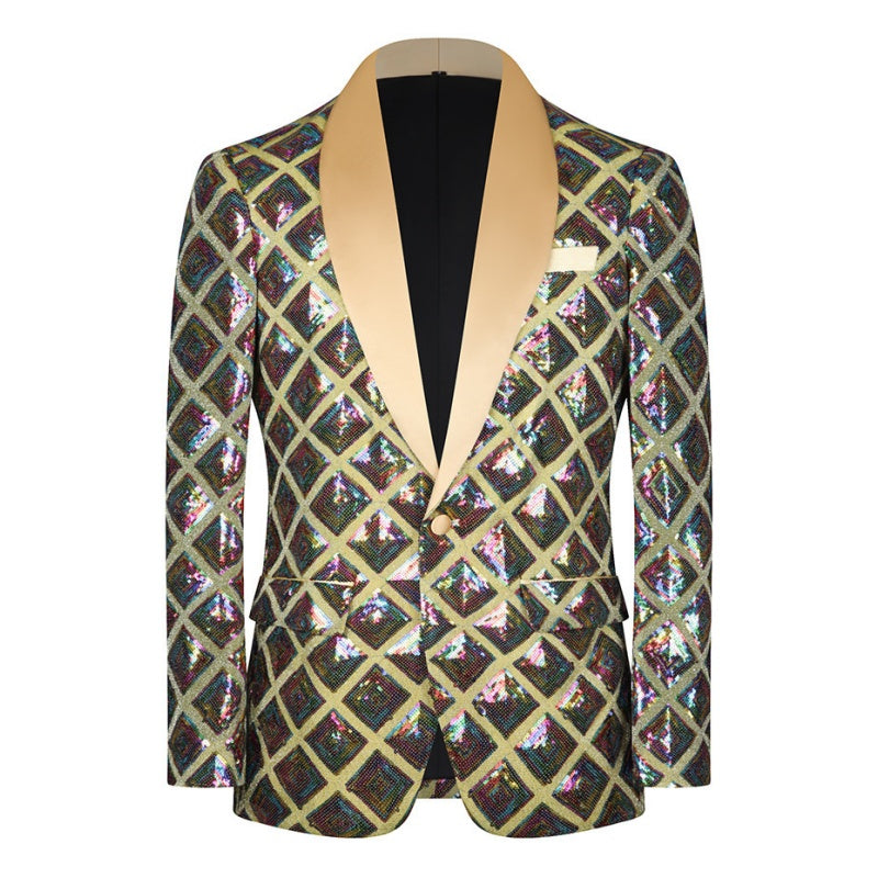 Colorful Sequins Shawl Lapel Blazer