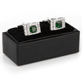 Green Crystal Diamond-encrusted Cufflinks