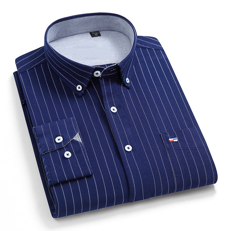 Dark Blue Pinstriped Men's Shirt