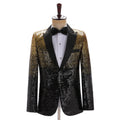 Black And Gold Sequins Peaked Lapel Jacket