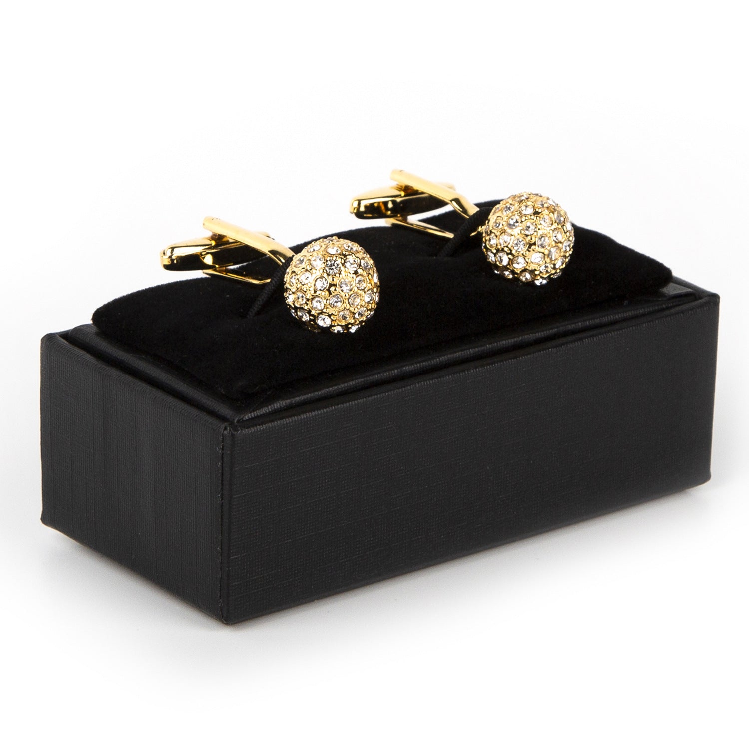 Gold Spherical Diamond-encrusted Cufflinks