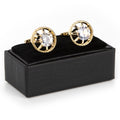 Unique Ship's Wheel-shaped Diamond-encrusted Cufflinks