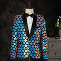 Gradient Colors Sequins Shawl Lapel Blazer