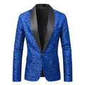 Blue Jacquard Shawl Lapel Jacket