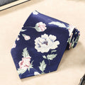 Stylish Navy Blue Floral Print Tie