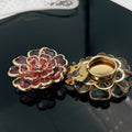 Red Camellia-shaped Rhinestone Cufflinks