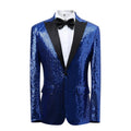 Blue Sequins Peaked Lapel Jacket