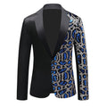Black Notched Lapel Jacket With Blue Gold Sequins