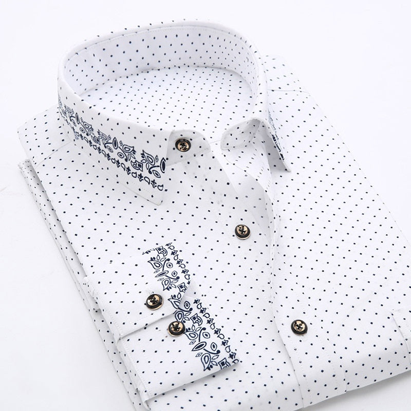 White Dot Jacquard Men's Shirt