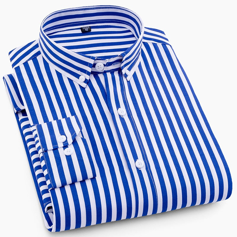 Blue And White Pinstriped Shirt For Men