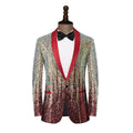 Gold And Red Sequins Shawl Lapel Jacket