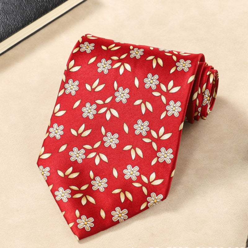 Fashion Red Floral Pattern Tie