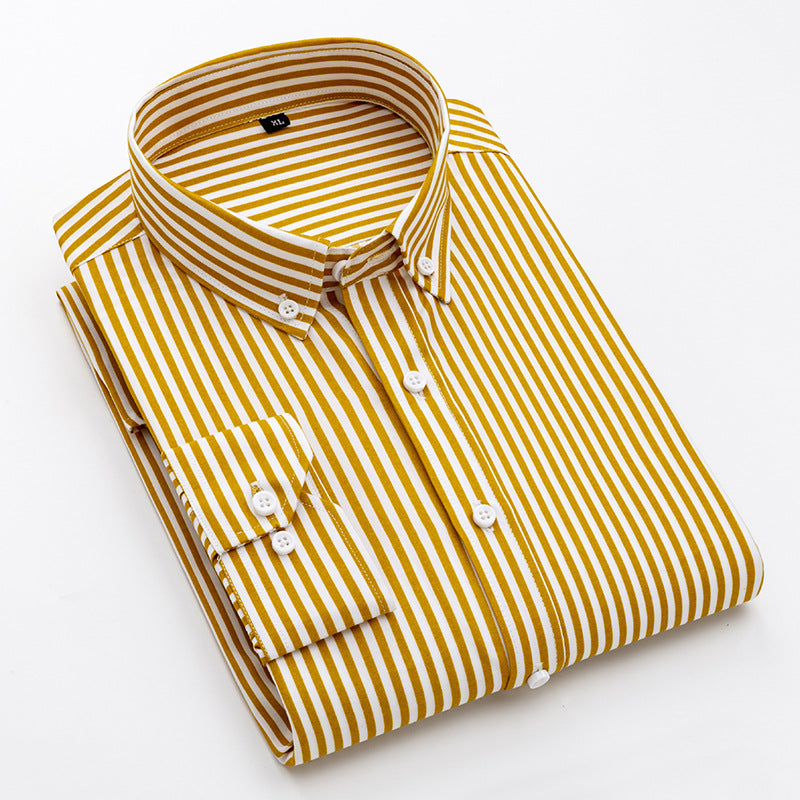 Yellow Pinstriped Shirt For Men
