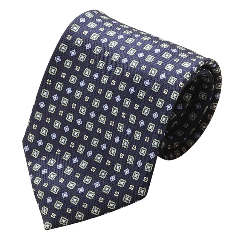 Modern Navy Blue Geometric Pattern Tie