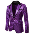 Purple Sequins Notched Lapel Jacket