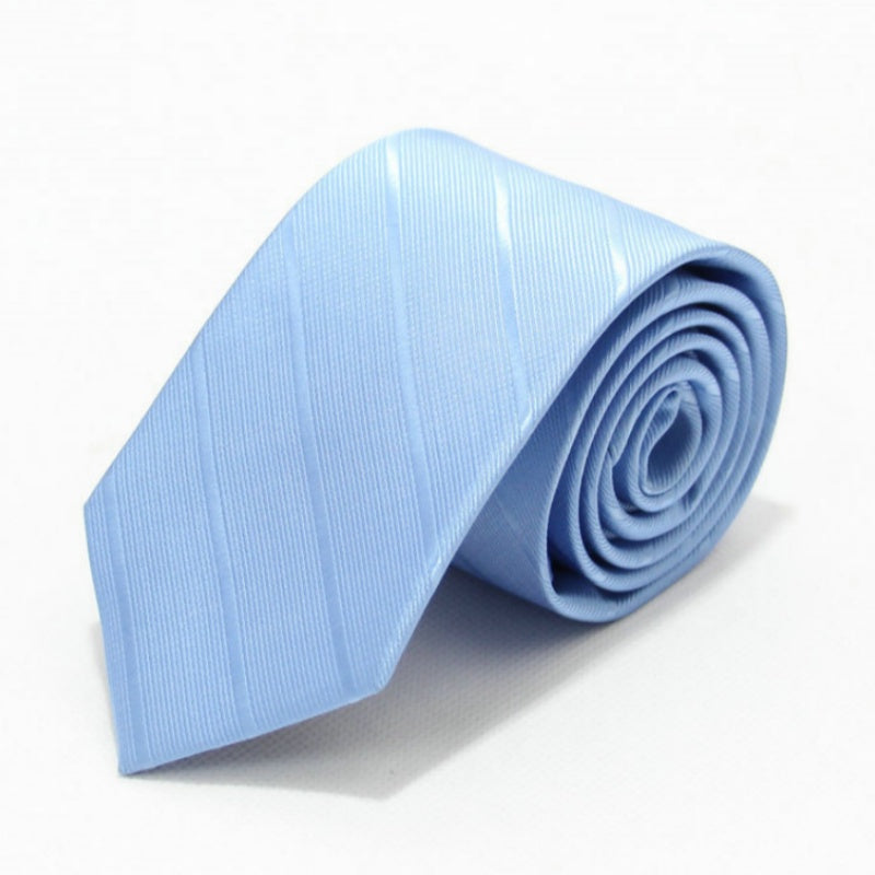Formal Sky Blue Pinstriped Tie
