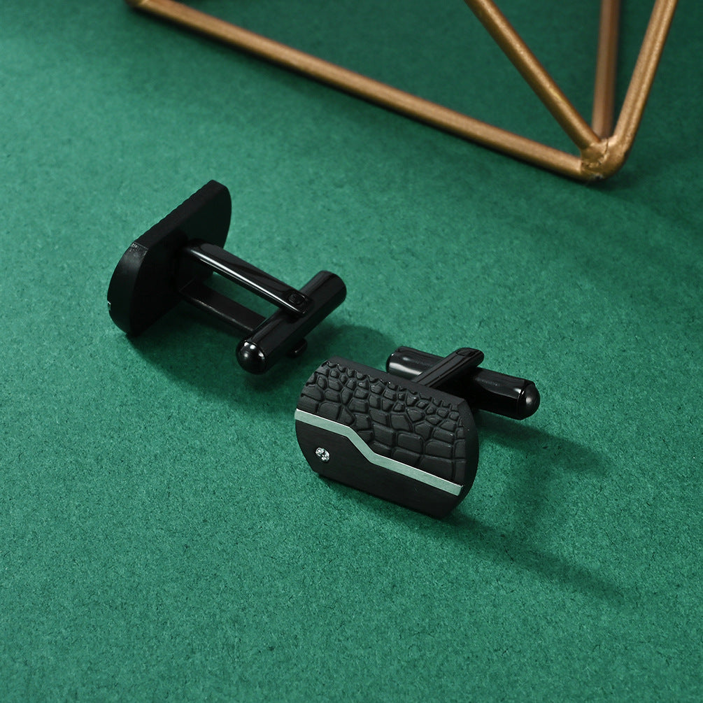 Luxurious Black Textured Cufflinks