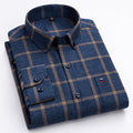 Dark Blue Shirt For Men With Yellow Pinstriped