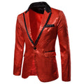 Red Sequins Notched Lapel Jacket