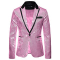 Pink Sequins Notched Lapel Jacket