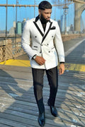 Classy White Double Breasted Peaked Lapel Prom Suits