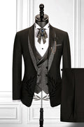 Generous Black 3 Pieces Shawl Lapel Prom Suits With Double Breasted Vest