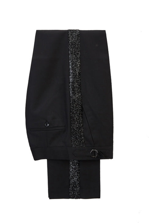 Charming Sky Blue And Black Double Breasted Men's Prom Suits