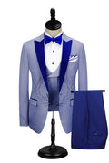 Popular Royal Blue Peak Lapel 3 Pieces Men's Prom Suit