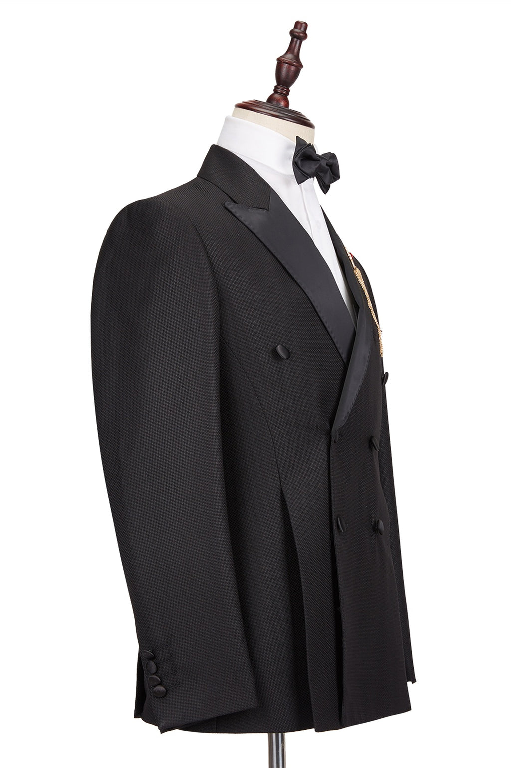 Formal Black Double Breasted Peaked Lapel Men's Business Suits