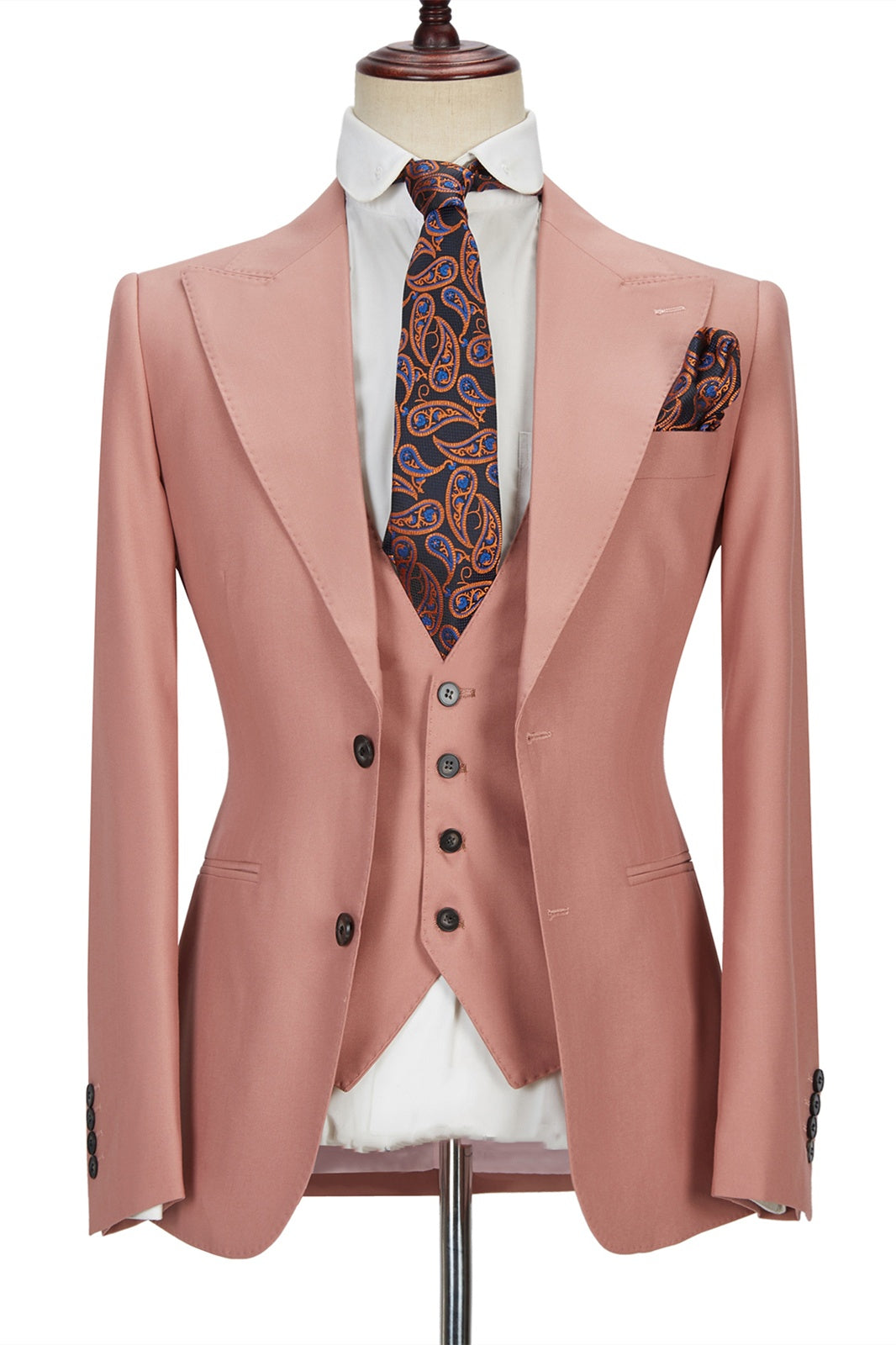 Fancy Dusty Pink 3 Pieces Close Fitting Prom Suits For Men