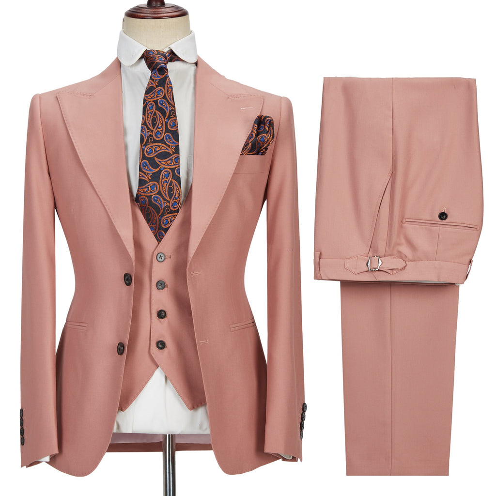 Fancy Dusty Pink 3 Pieces Close Fitting Prom Suits For Men