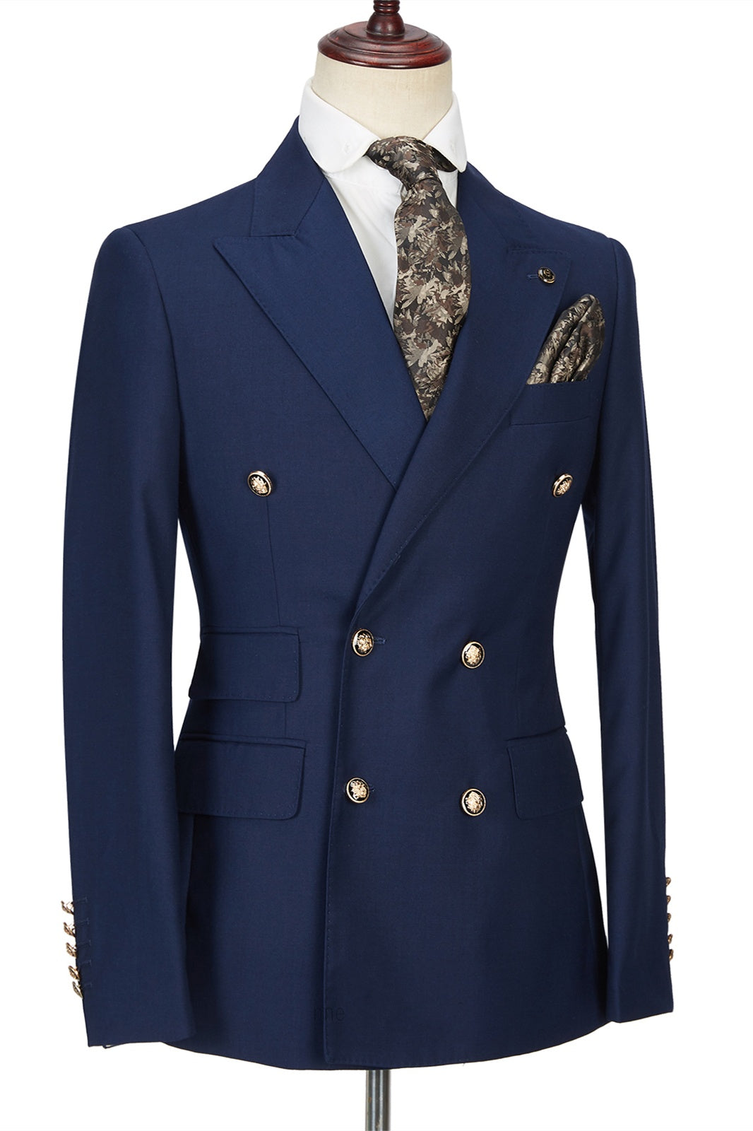 Classic Navy Blue Double Breasted Slim Fit Business Suits