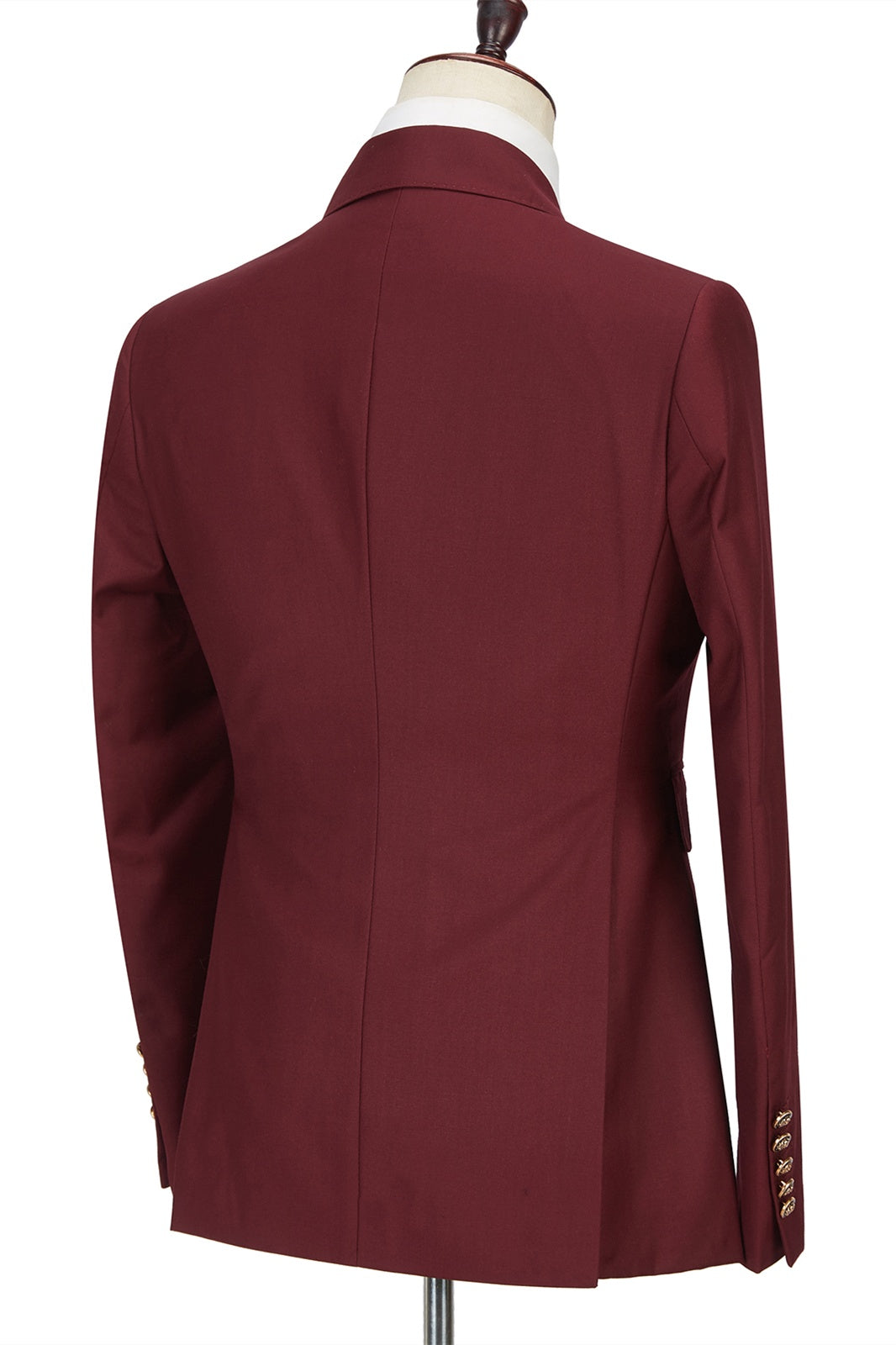 Generous Burgundy Double Breasted Peaked Lapel Prom Suits