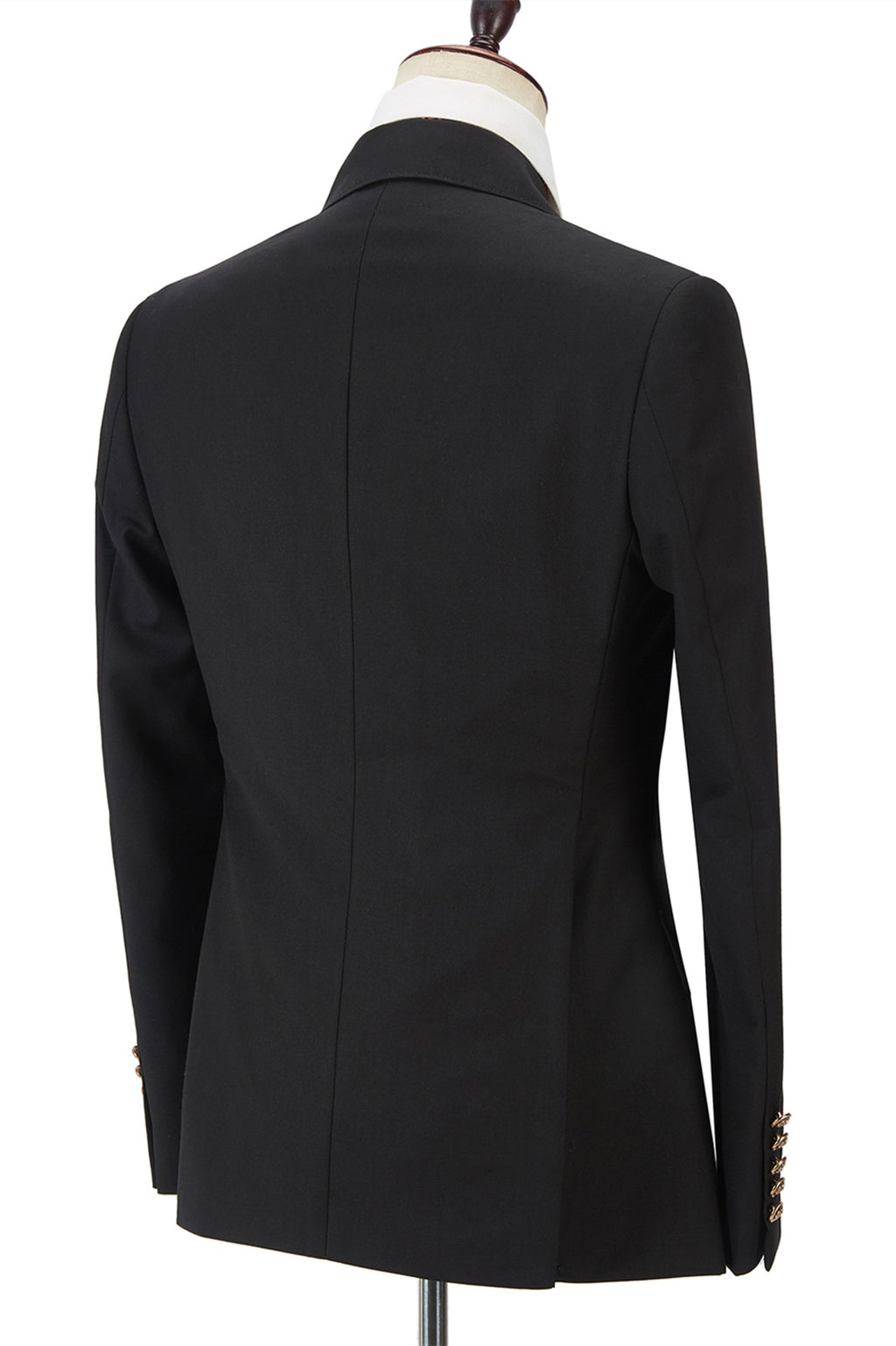 Formal Black Double Breasted Peaked Lapel Business Suits
