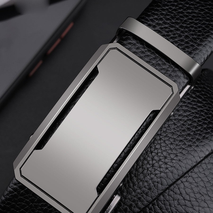Premium Men's Dark Gunmetal Gray Leather Belt