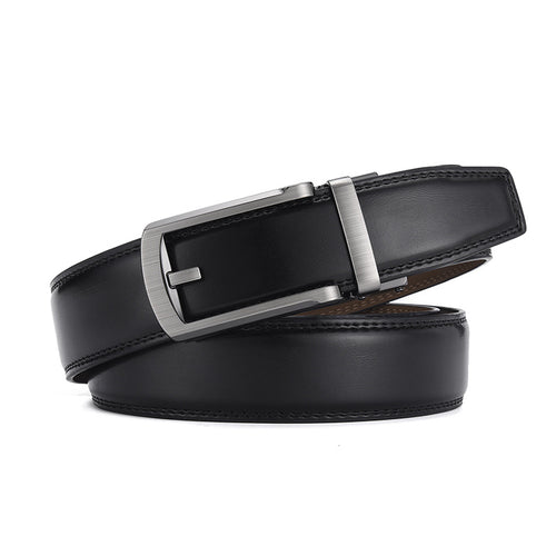 Black Genuine Leather Automatic Buckle Belt