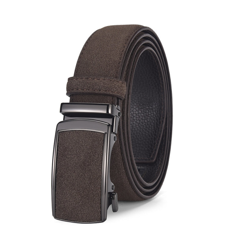 Trendy Coffee Genuine Leather Business Belt for Men