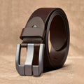 Men's Brown Cowhide Business Belt With Pin Buckle