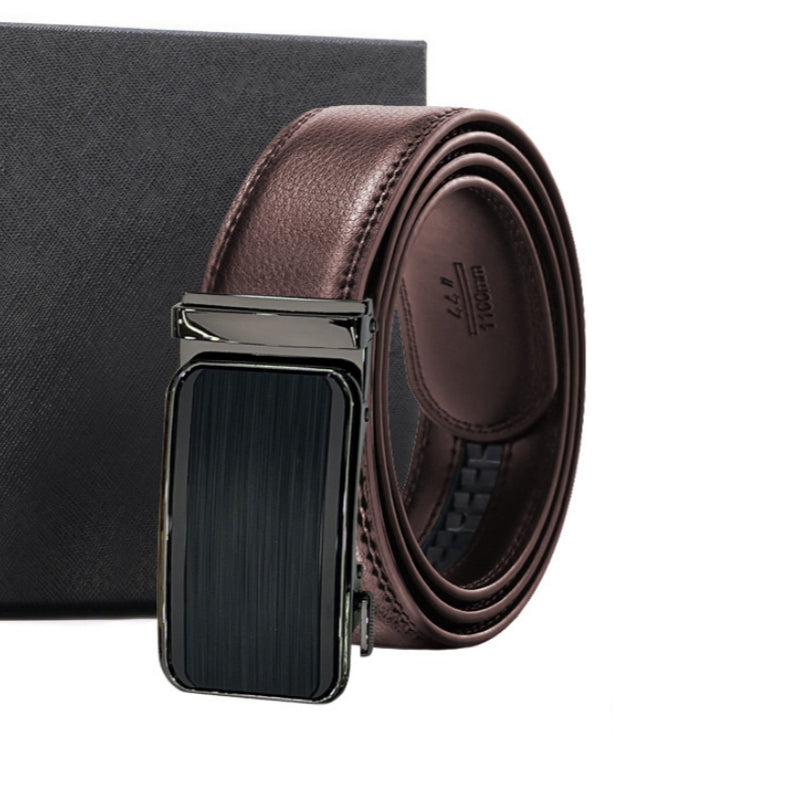 Men's Genuine Leather Litchi Grain Automatic Buckle Belt