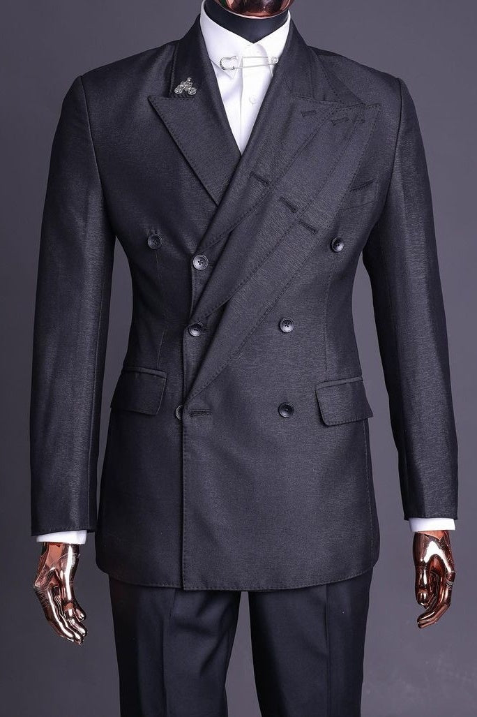 Stylish Black Three Layers Lapel Double Breasted Prom Suits
