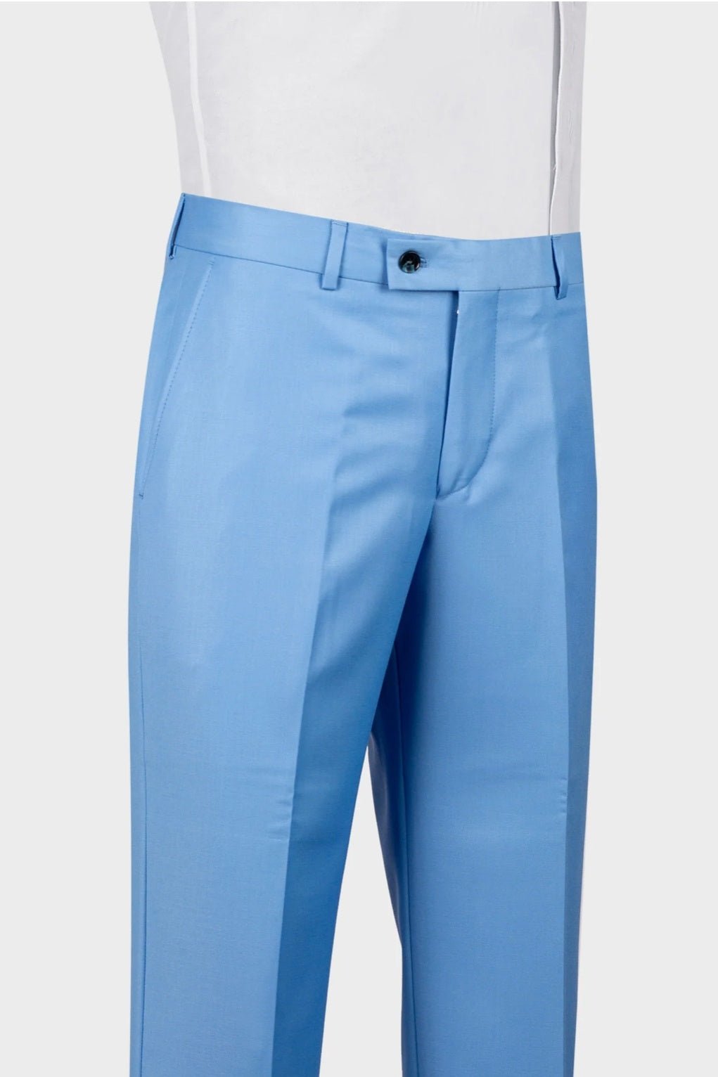 Fashion Sky Blue Double Breasted Slim Fit Prom Men Suits
