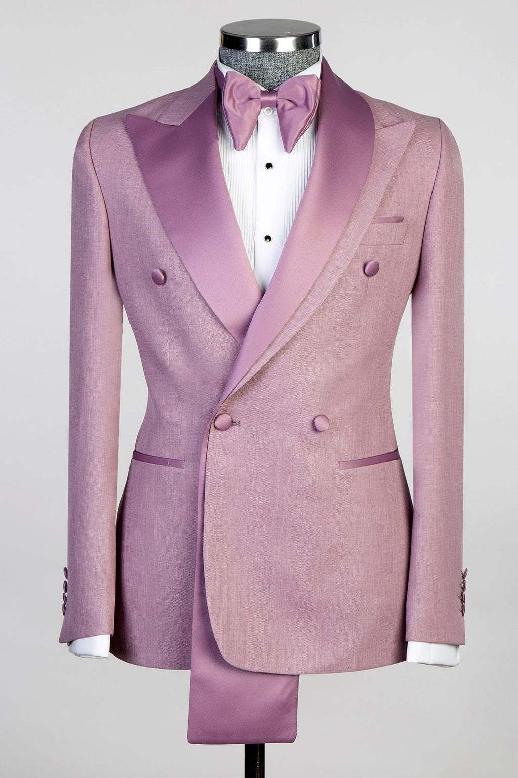 Beautiful Dusty Pink Two Layer Lapel Double Breasted Men’s Prom Suit