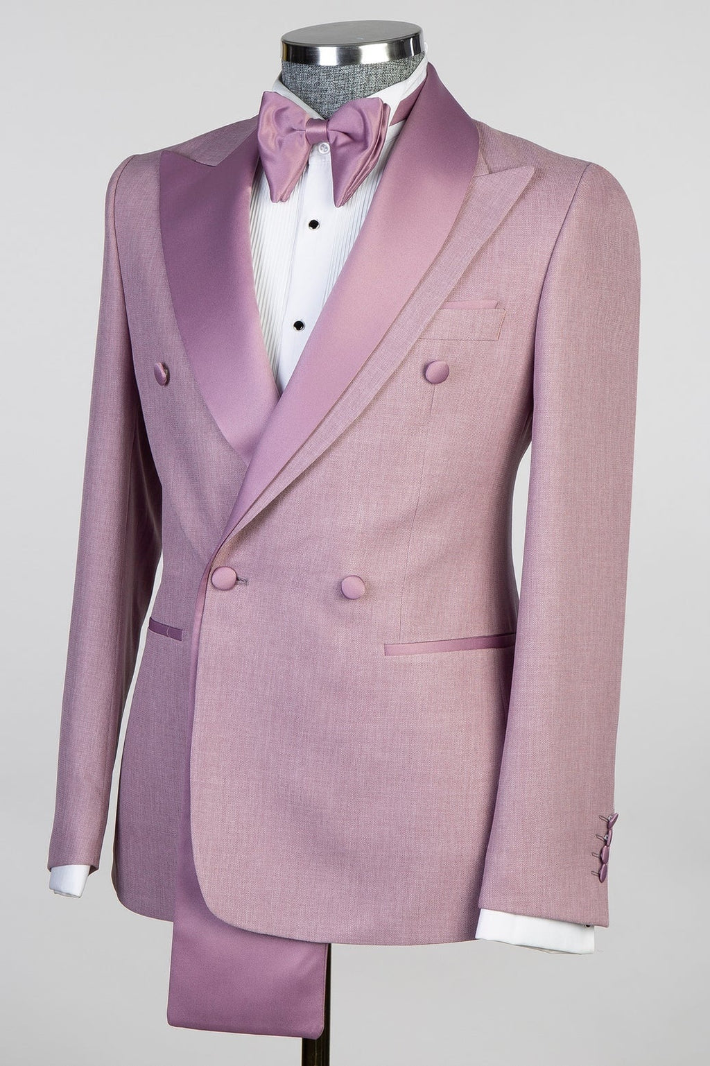 Beautiful Dusty Pink Two Layer Lapel Double Breasted Men’s Prom Suit