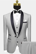 Fancy Gray 3 Pieces Shawl Lapel Wedding Suits With Vest