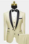 Modern Champagne 3 Pieces Shawl Lapel Prom Men Suits