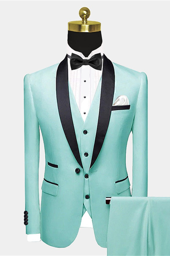 Chic Mint Green 3 Pieces Shawl Lapel Prom Suits For Men